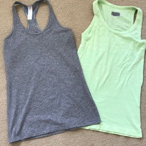 Bundle of one gray Ivivva and Athleta green tanks